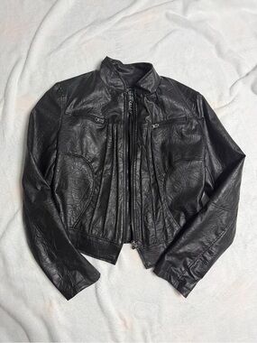 last kiss Black Faux Leather Zip Front Jacket